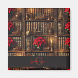 Individuelle Name Dark Academia Poinsettia Bibliot Magnet