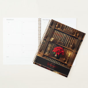 Individuelle Name Dark Academia Poinsettia Bibliot Planer