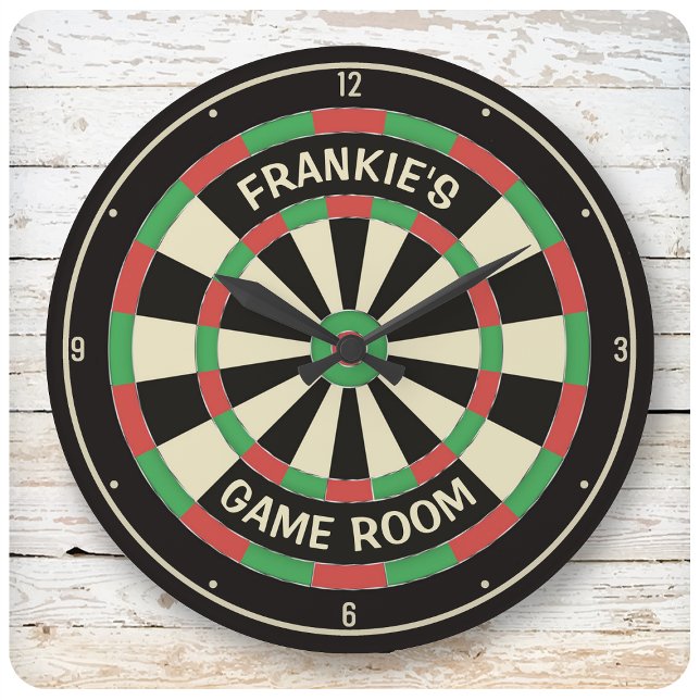 Individuelle Name Dart Board Game Room Man Höhle D Große Wanduhr (Von Creator hochgeladen)