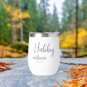 Individuelle Name & Date Wine Tumbler for Hubby