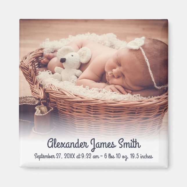 Individuelle Name Datum Foto Baby Baby Birth Ankün Magnet (Vorne)