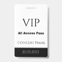 individuelle Name Datum VIP All Access Pass Konzer Ausweis