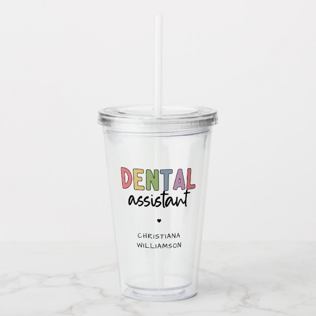 Individuelle Name Dental Assistant Geschenk Acryltrinkbecher (Vorderseite)