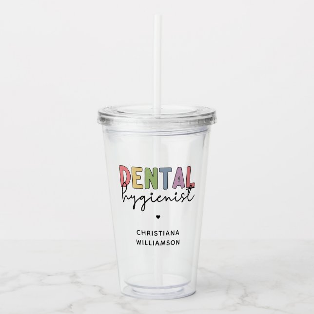 Individuelle Name Dental Hygienist RDH Geschenke Acryltrinkbecher (Vorderseite)
