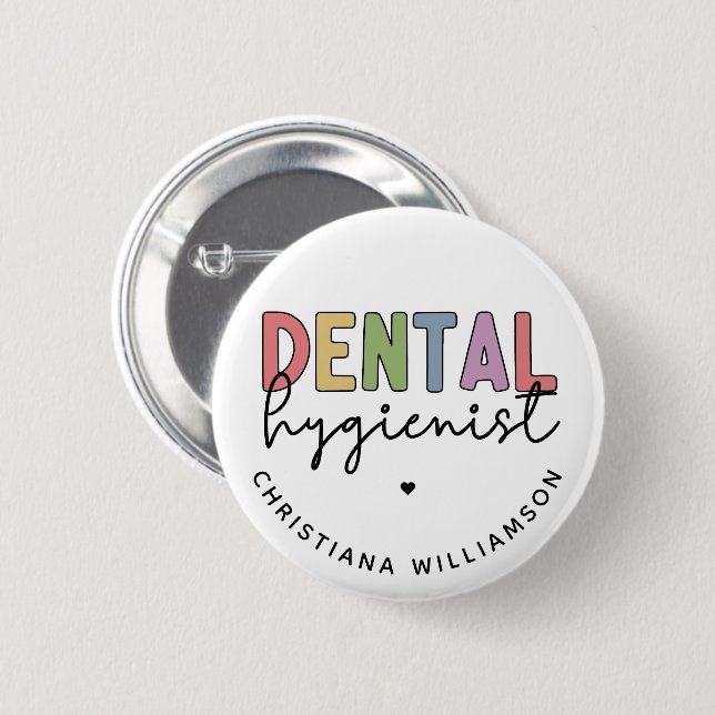 Individuelle Name Dental Hygienist RDH Geschenke Button (Vorne & Hinten)