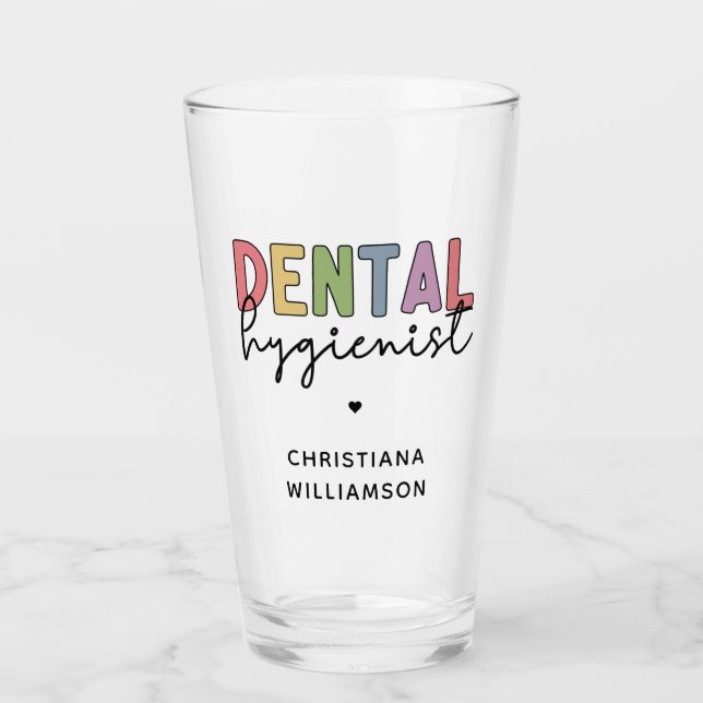 Individuelle Name Dental Hygienist RDH Geschenke Glas (Vorderseite)