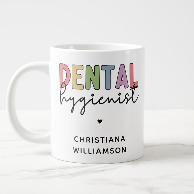 Individuelle Name Dental Hygienist RDH Geschenke Jumbo-Tasse (Links)