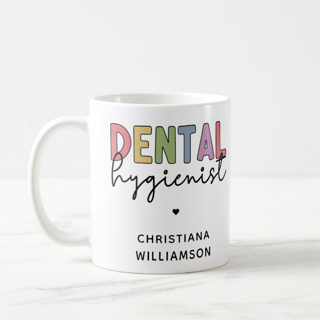 Individuelle Name Dental Hygienist RDH Geschenke Kaffeetasse (Links)