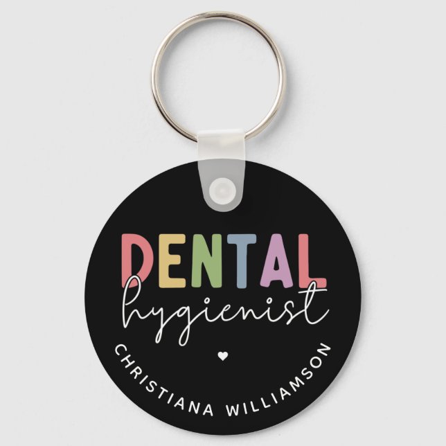 Individuelle Name Dental Hygienist RDH Geschenke Schlüsselanhänger (Vorderseite)