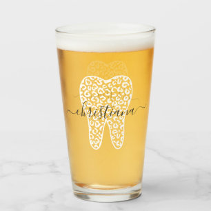 Individuelle Name Dental Leopard Druckkabine Glas