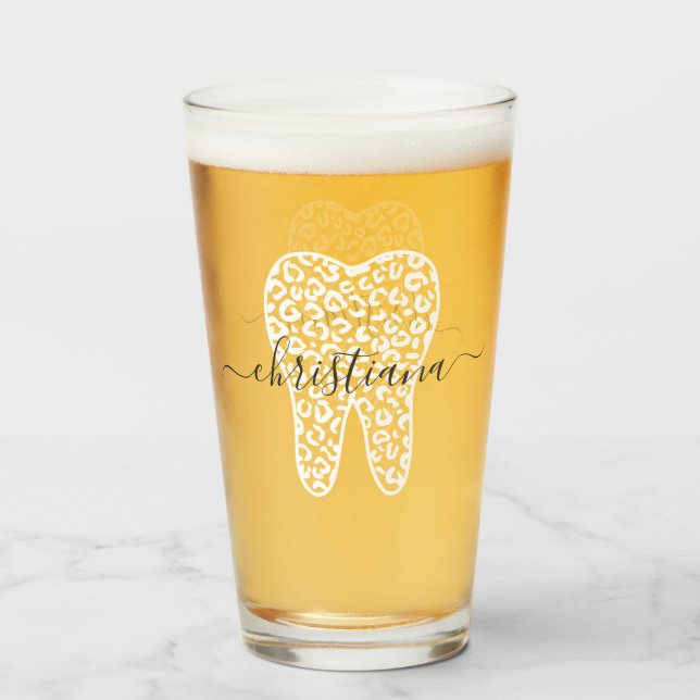 Individuelle Name Dental Leopard Druckkabine Glas (Vorne (Gefüllt))