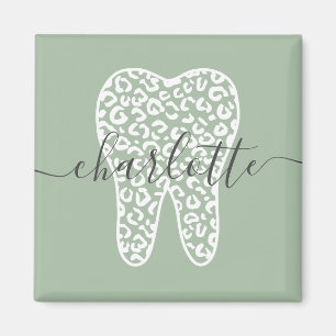 Individuelle Name Dental Leopard Druckzimmergesche Magnet