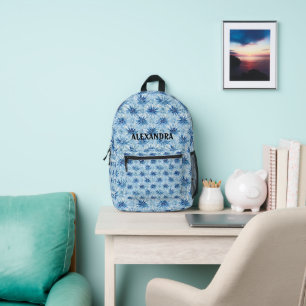 Individuelle Name der Blume mit blauer Gefärbte Kr Bedruckter Rucksack