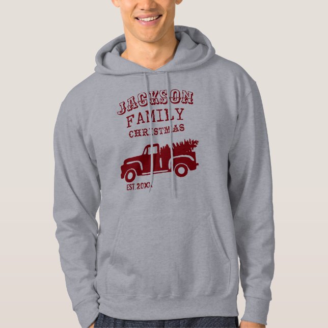 Individuelle Name der Familienfarm Truck Weihnacht Hoodie (Vorderseite)