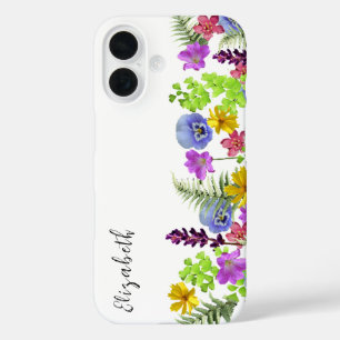 Individuelle Name der hübschen Wildblumen und Mono iPhone 16 Hülle