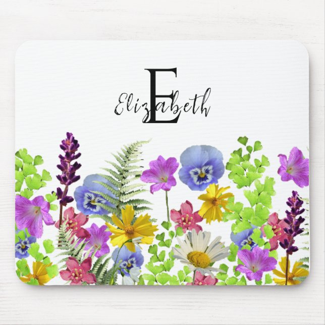Individuelle Name der hübschen Wildblumen und Mono Mousepad (Vorne)