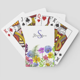 Individuelle Name der hübschen Wildblumen und Mono Spielkarten