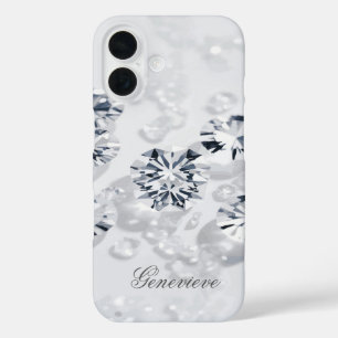 Individuelle Name Diamond gecattert iPhone 16 Hülle