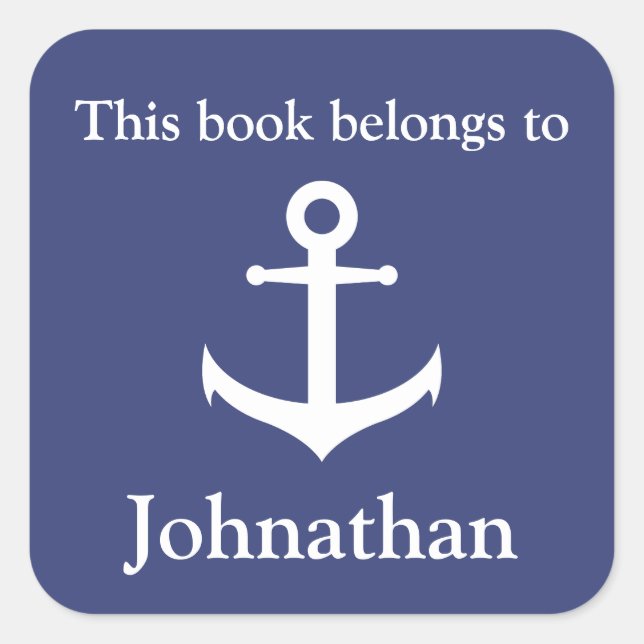 Individuelle Name Dieses Buch gehört zum Buchzeich Quadratischer Aufkleber (Vorderseite)