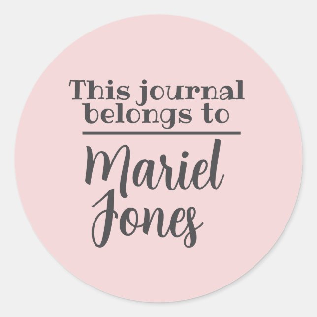 Individuelle Name Dieses Journal gehört zu Aufkleb Runder Aufkleber (Vorderseite)