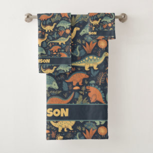 Individuelle Name Dinosaur Pattern Badhandtuch Set