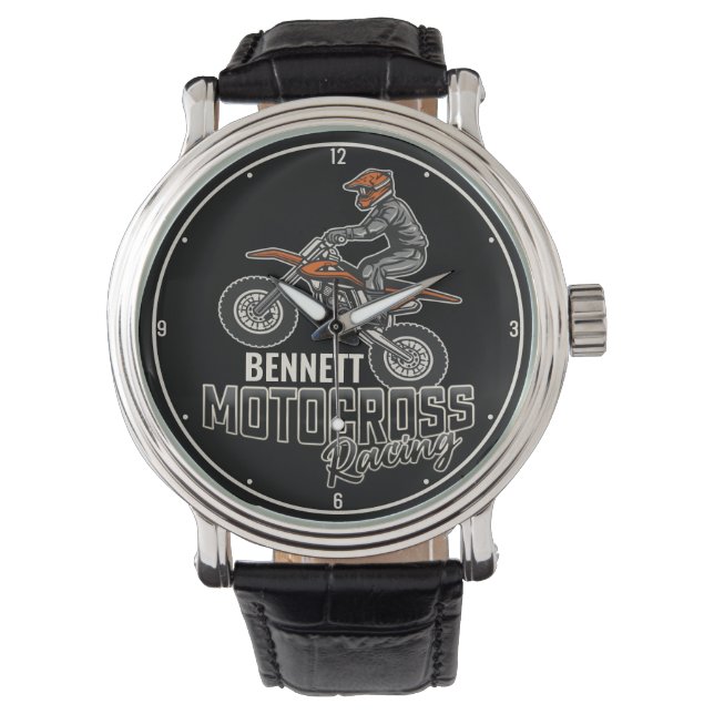 Individuelle Name Dirt Bike Rider Armbanduhr (Vorderseite)