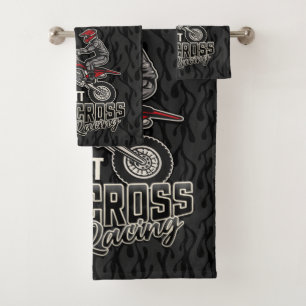 Individuelle Name Dirt Bike Rider Badhandtuch Set