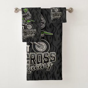 Individuelle Name Dirt Bike Rider Badhandtuch Set
