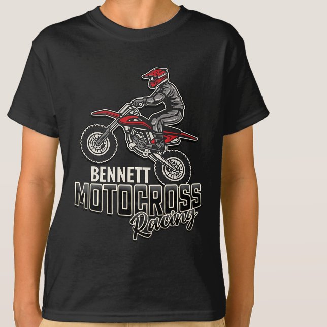 Individuelle Name Dirt Bike Rider T-Shirt (Von Creator hochgeladen)