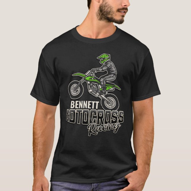 Individuelle Name Dirt Bike Rider T-Shirt (Vorderseite)
