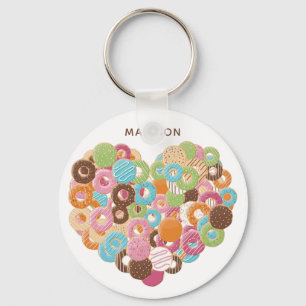 Individuelle Name Donut Lover Schlüsselketten Schlüsselanhänger