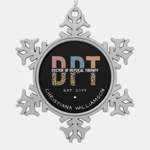 Individuelle Name DPT Arzt für Physikalische Thera Schneeflocken Zinn-Ornament