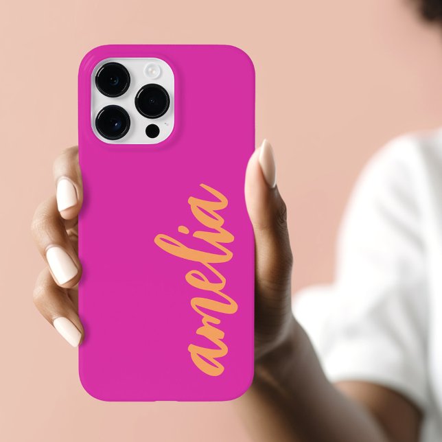 Individuelle Name-Drehbuch fett magentorange Case-Mate iPhone Hülle (Custom name script bold magenta orange Case-Mate iPhone case)