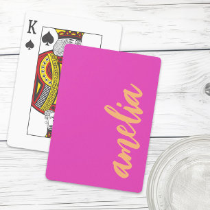 Individuelle Name-Drehbuch fett magentorange Spielkarten