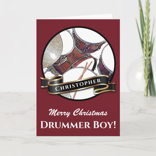 Individuelle Name Drummer Weihnachtstrommel-Kit Mu Karte (Vorderseite)