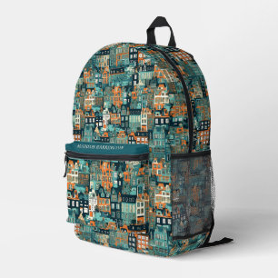 Individuelle Name Dutch Houses Pattern Bedruckter Rucksack
