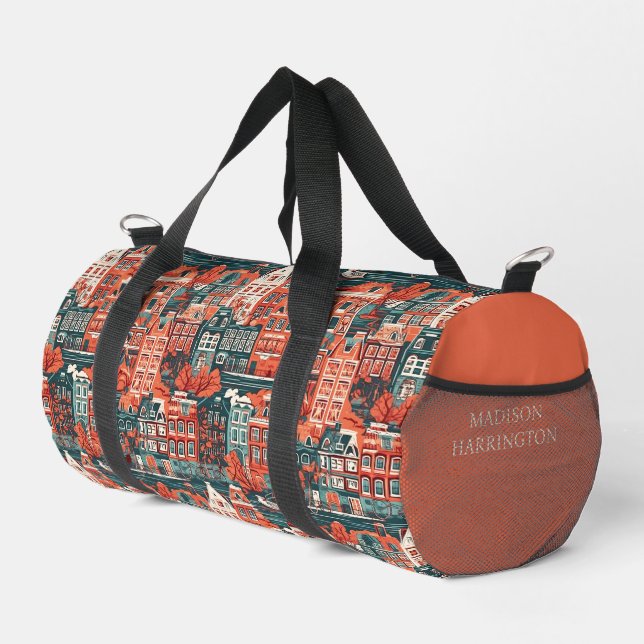 Individuelle Name Dutch Houses Pattern Duffle Bag (Rechte Ecke)