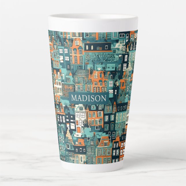 Individuelle Name Dutch Houses Pattern Milchtasse (Vorderseite)