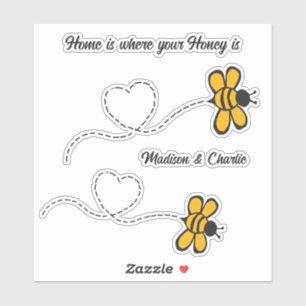 Individuelle Name(e) & Text Happy Liebe Bees Aufkleber