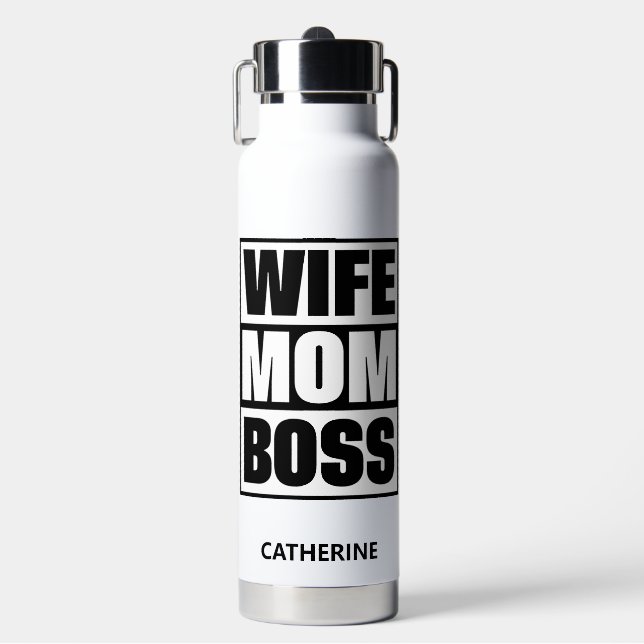 Individuelle Name Ehefrau - Mama - Boss Trinkflasche (Vorderseite)
