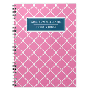 Individuelle Name Einzigartiges blaurosa Gittermus Notizblock