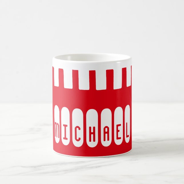 Individuelle Name Einzigartiges rotes Muster Tasse (Mittel)