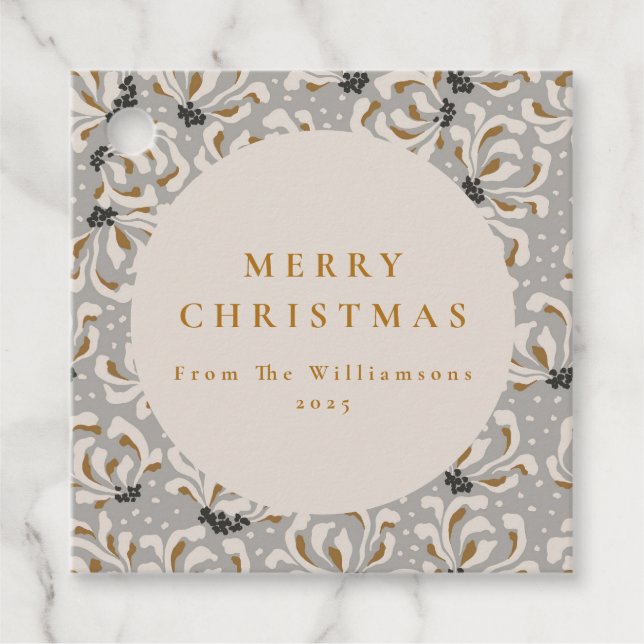 Individuelle Name Elegant Gold Grau Weihnachten Geschenkanhänger (Vorderseite)