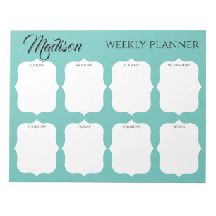 Individuelle Name Elegant Weekly Planner Notizblock