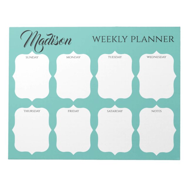 Individuelle Name Elegant Weekly Planner Notizblock (Vorderseite)