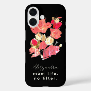 Individuelle Name Elegante Schwarz-Weiß-Mama iPhone 16 Hülle