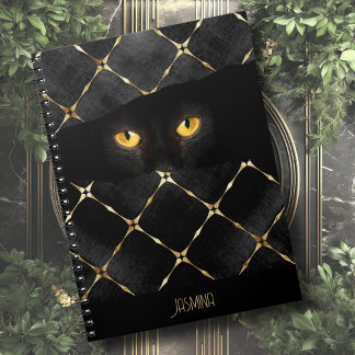 Individuelle Name Elegante Schwarze Katzen Augen i Notizblock