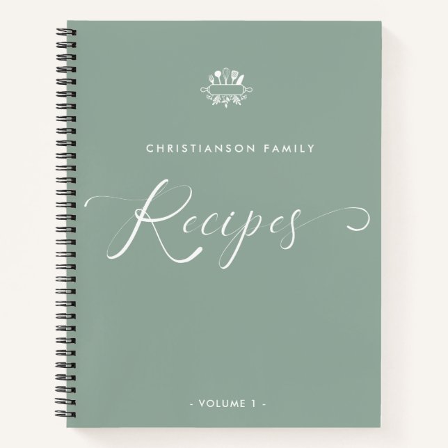 Individuelle Name Elegantes Skriptrezept Notizbuch (Vorderseite)