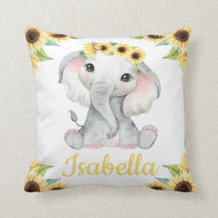Individuelle Name Elephant Sonnenblume Kissen Gesc