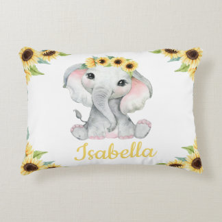 Individuelle Name Elephant Sonnenblume Kissen Gesc